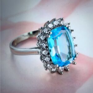 Blue Topaz Stamped 925 Sterling Silver Ring